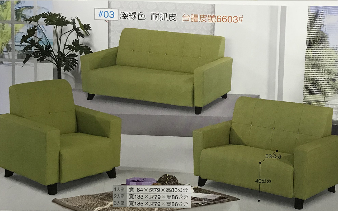 耐抓皮淺綠色沙發$14000（含運限桃園市）